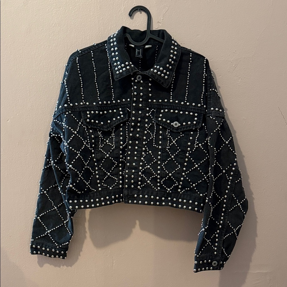 Forever 21 Black Studded Jean Jacket